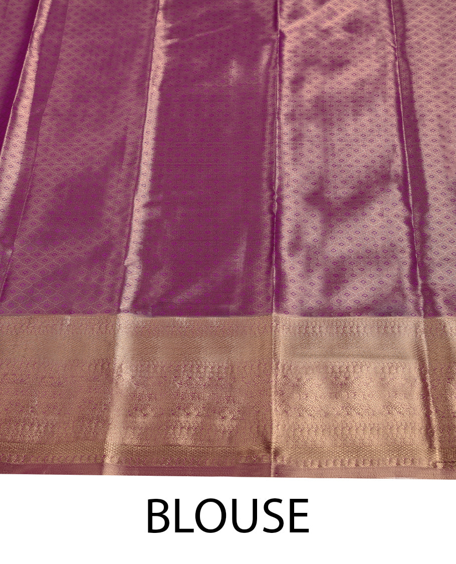 Rose Colour Art Tissue Saree having Golden Zari Worked Body with Brocade Border and Blouse
