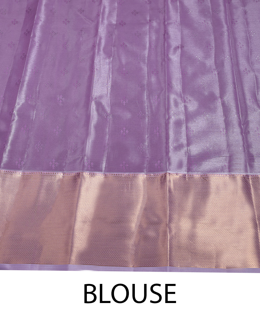 Lavender Colour Art Tissue Saree having Golden Zari Worked Body with Brocade Border and Blouse