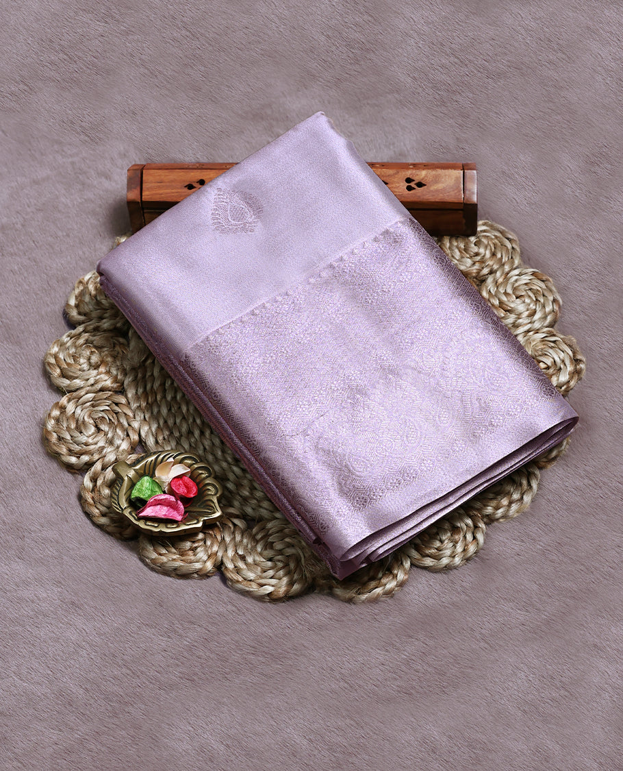 Light Purple Colour Art Tissue Saree having Rose Gold Zari Worked Body with Self Colour Border and Blouse