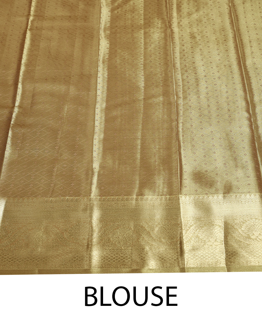 Gold Colour Art Tissue Saree having Golden Zari Worked Body with Self Colour Brocade Border and Blouse
