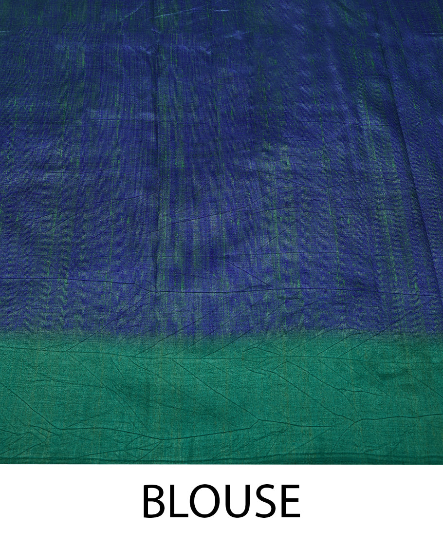 Pepsi Blue Colour Manipuri Saree having Tiny Prints in Entire Body with Contrast Printed Border and Blouse