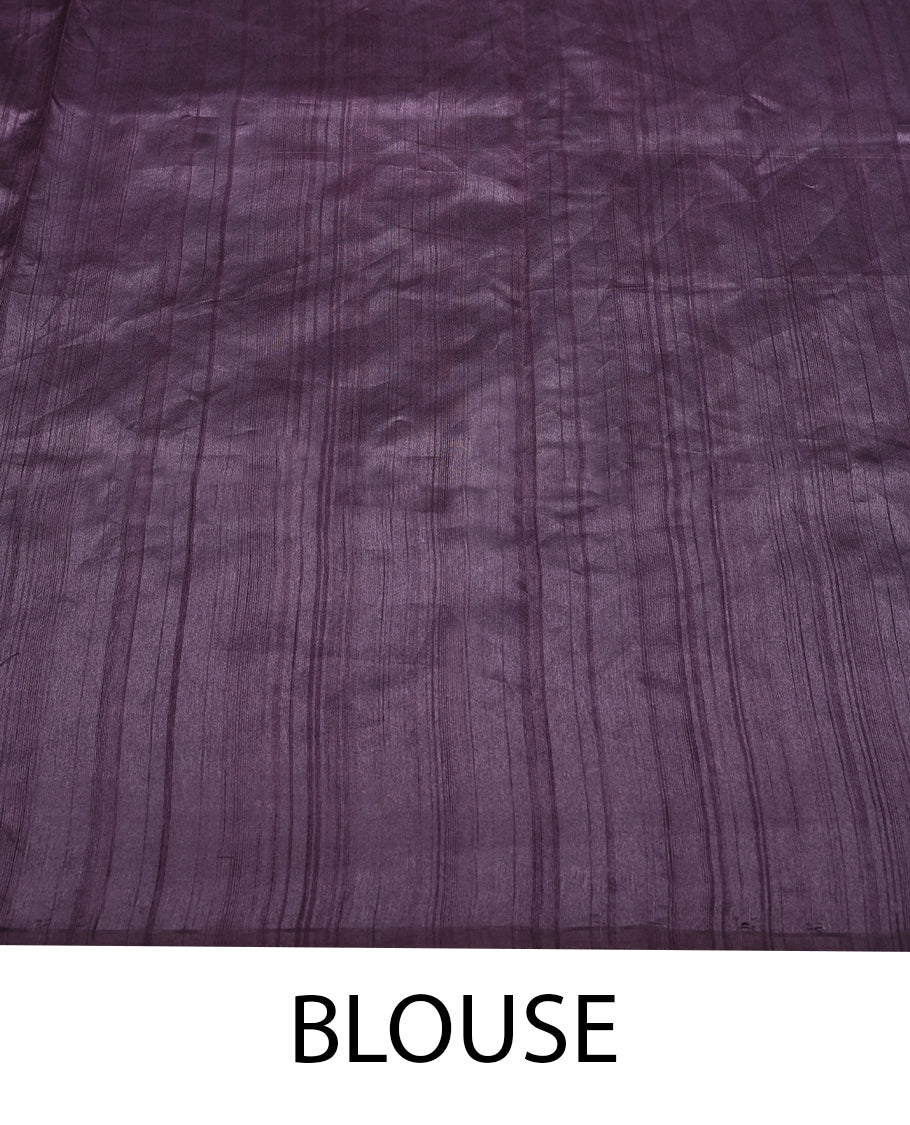 Pastel Onion Colour Art Tussar Saree having Contrast Thread Buttas in Body with Thread worked Border and Blouse.