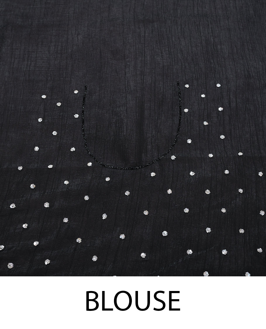 Pure Black Colour Designer Saree having Sequence Worked Body with Stone and Sequence Worked Border and Blouse