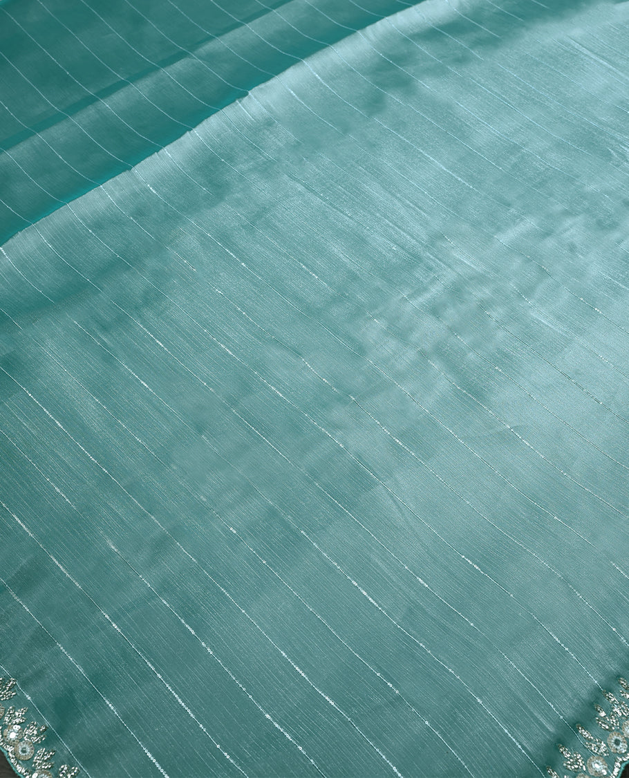 Light Aqua Colour Designer Saree having Sequence Worked Body with Stone and Sequence Worked Border and Blouse