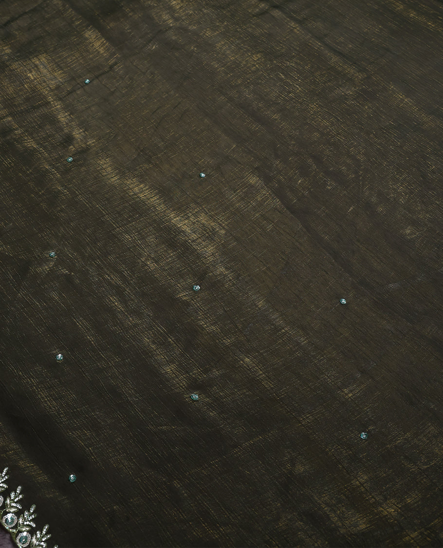 Dark Mung Bean Colour Designer Saree having Sequence Worked Body with Stone and Sequence Worked Border and Blouse