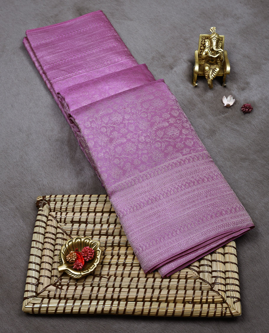 Sweet Onion Pink Colour Kancheepuram Wedding Silk Saree having Brocade Body and Border with Self Coloured Blouse