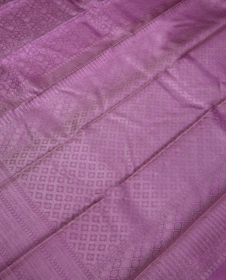 Sweet Onion Pink Colour Kancheepuram Wedding Silk Saree having Brocade Body and Border with Self Coloured Blouse