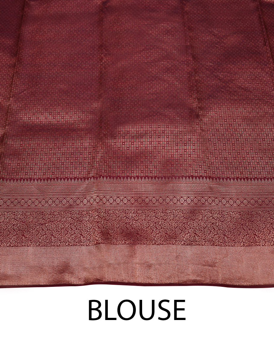 Maroon Red Colour Kancheepuram Wedding Silk Saree having Jaal Worked Body with Border and Self Coloured Blouse