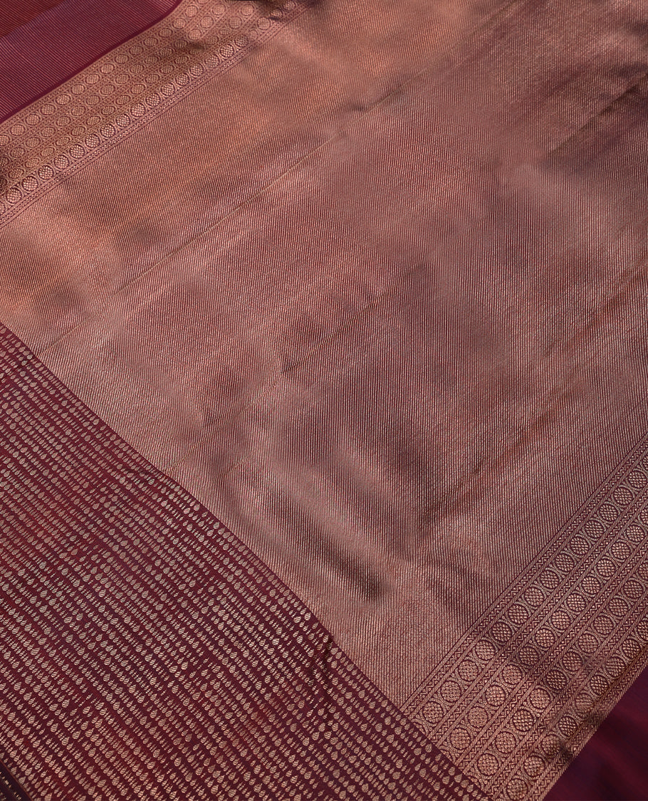 Maroon Red Colour Kancheepuram Wedding Silk Saree having Zari Worked Body and Border with Self Coloured Blouse