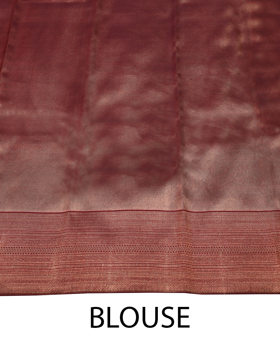 Maroon Colour Kancheepuram Wedding Silk Saree having Zari Worked Body and Border with Self Coloured Blouse