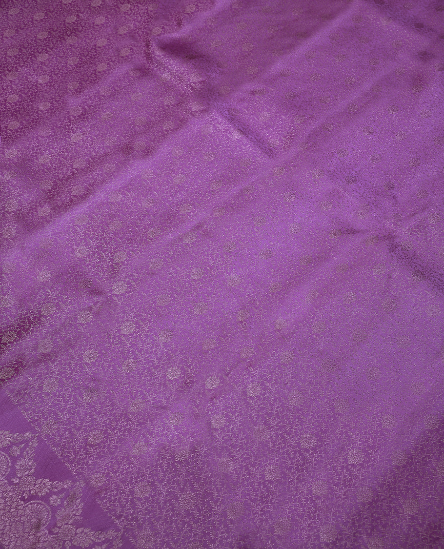 Fuchsia Colour Kancheepuram Wedding Silk Saree having Jaal Worked Body and Border with Self Coloured Blouse