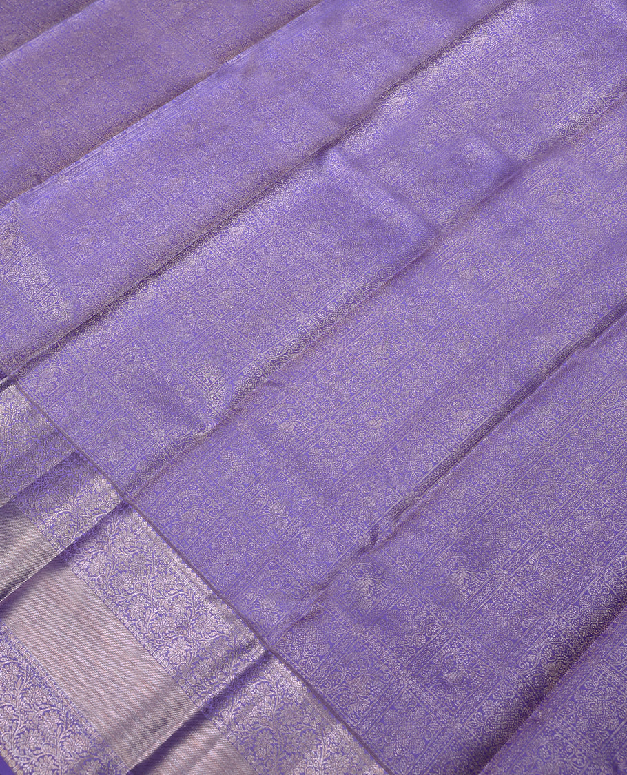 Lavender Colour Kancheepuram Wedding Silk Saree having Zari Worked Body and Border with Self Coloured Blouse