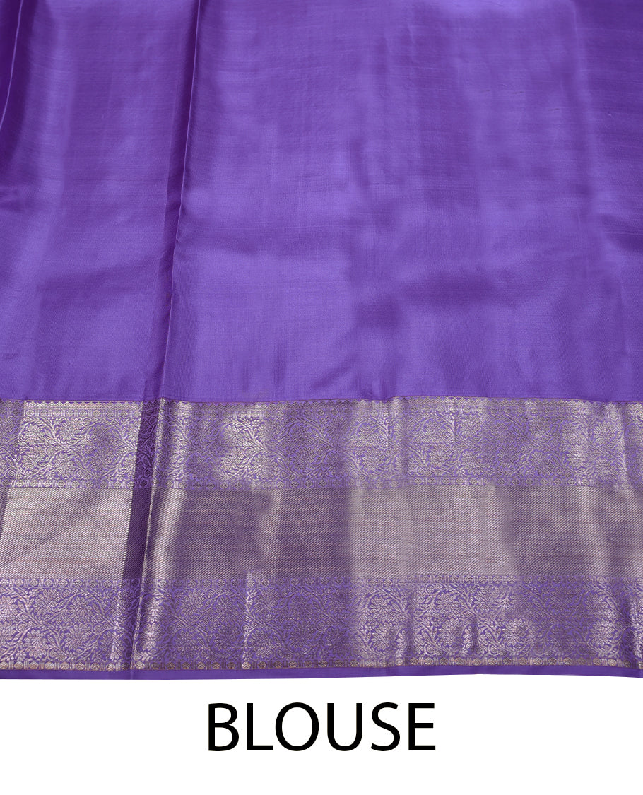 Lavender Colour Kancheepuram Wedding Silk Saree having Zari Worked Body and Border with Self Coloured Blouse