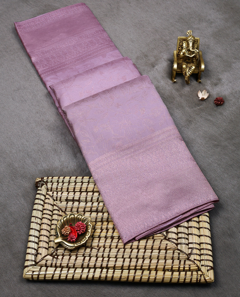 Light Pink Colour Kancheepuram Wedding Silk Saree having Jaal Worked Body and Border with Self Coloured Blouse