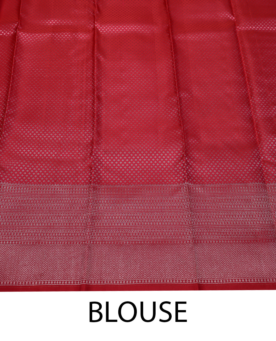 Pure Red Colour Kancheepuram Wedding Silk Saree having Jaal Worked Body and Border with Self Coloured Blouse