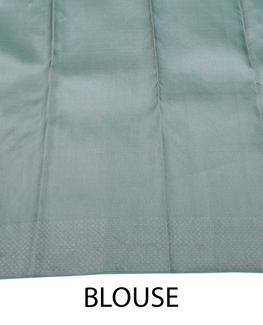 Light Pista Colour Kancheepuram Wedding Silk Saree having Jaal Worked Body and Border with Self Coloured Blouse