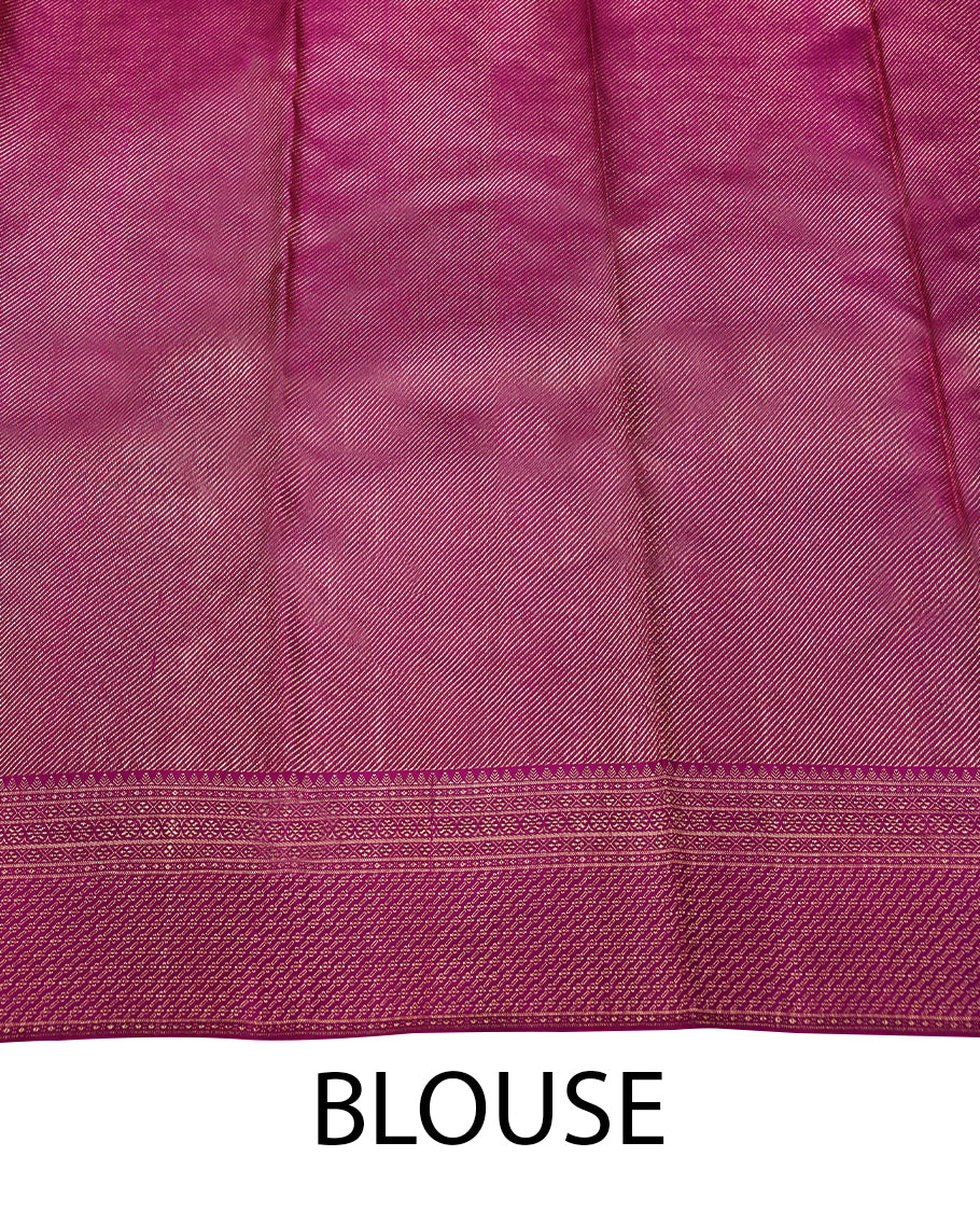 Magenta Colour Kancheepuram Wedding Silk Saree having Flora Jaal Worked Body and Border with Self Coloured Blouse