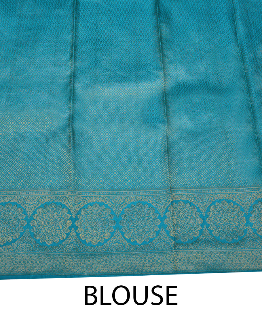 Light Blue Colour Kancheepuram Wedding Silk Saree having Zari Worked Body with Border and Self Coloured Blouse
