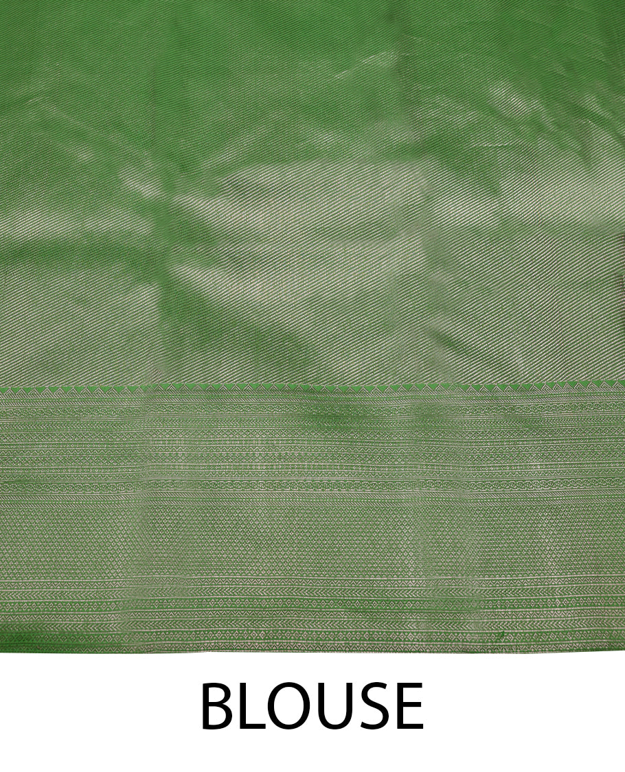 Light Green Colour Kancheepuram Wedding Silk Saree having Zari Worked Body with Brocade Border and Blouse