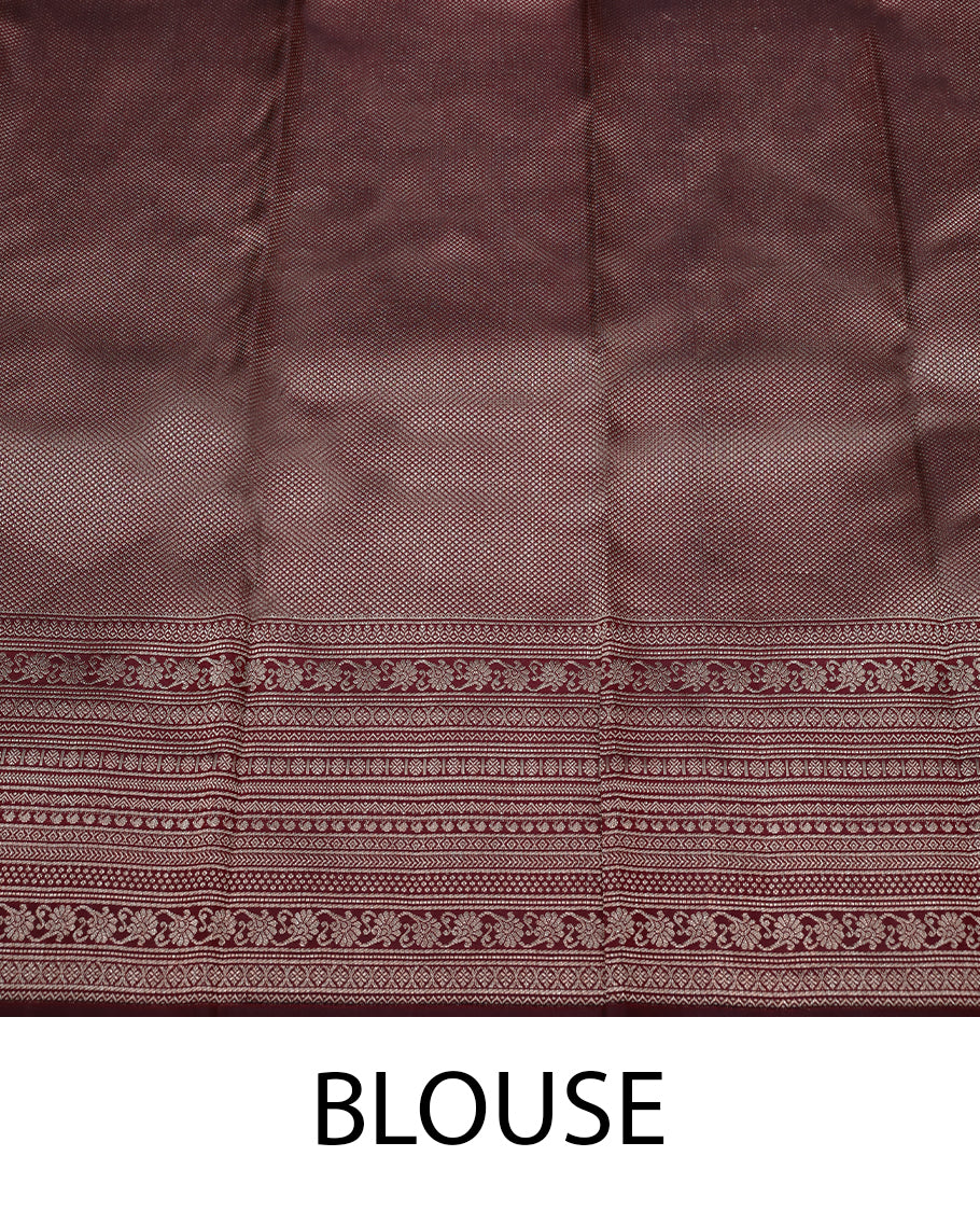 Dark Brown Colour Kancheepuram Wedding Silk Saree having Zari Worked Body and Brocade Border with Self Coloured Blouse