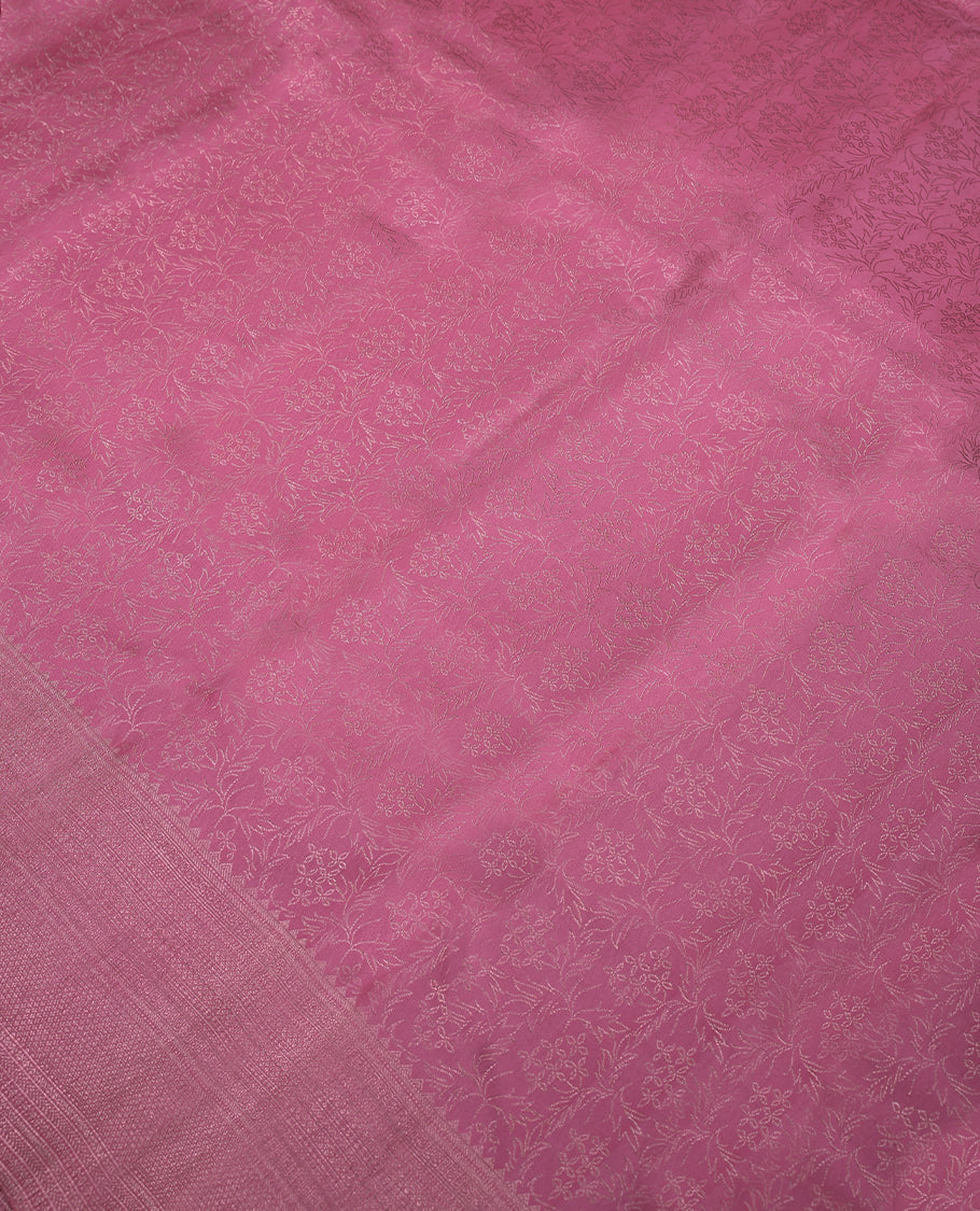 Rose Pink Colour Kancheepuram Wedding Silk Saree having Zari Worked Body with Border and Self Coloured Blouse
