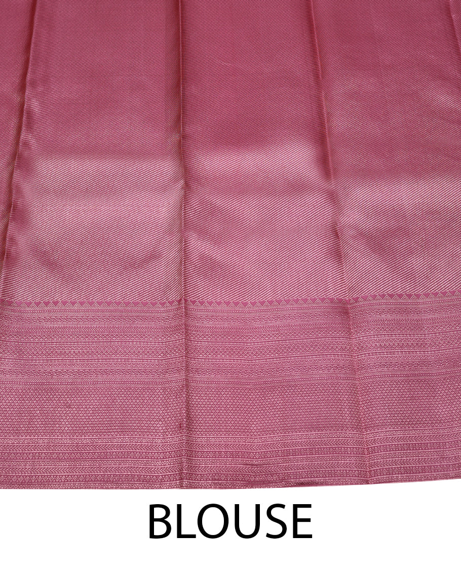 Rose Pink Colour Kancheepuram Wedding Silk Saree having Zari Worked Body with Border and Self Coloured Blouse