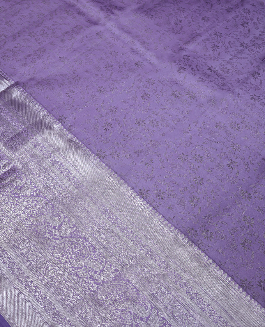Lavender Colour Kancheepuram Wedding Silk Saree having Zari Jaal Worked Body with Brocade Border and Blouse