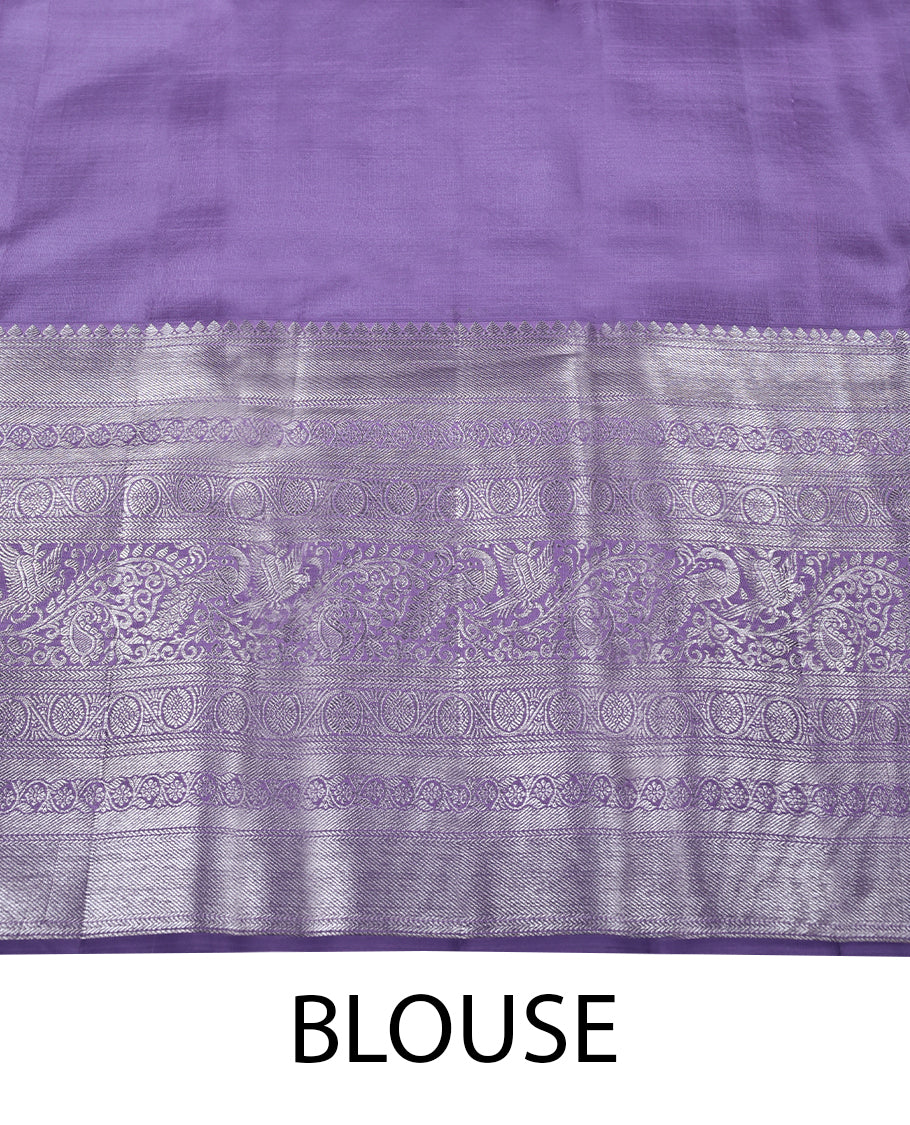 Lavender Colour Kancheepuram Wedding Silk Saree having Zari Jaal Worked Body with Brocade Border and Blouse