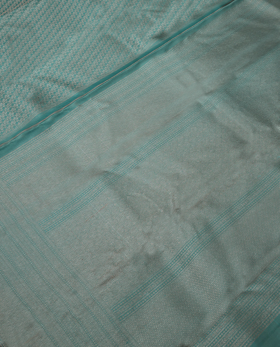 Pastel Pista Colour Kancheepuram Wedding Silk Saree having Zari Worked Body with Brocade Border and Blouse