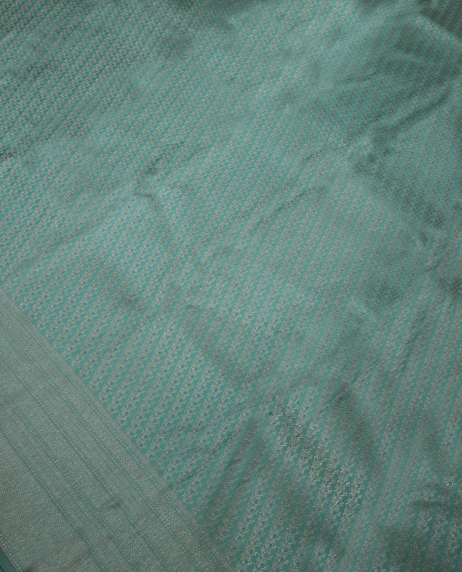 Pastel Pista Colour Kancheepuram Wedding Silk Saree having Zari Worked Body with Brocade Border and Blouse