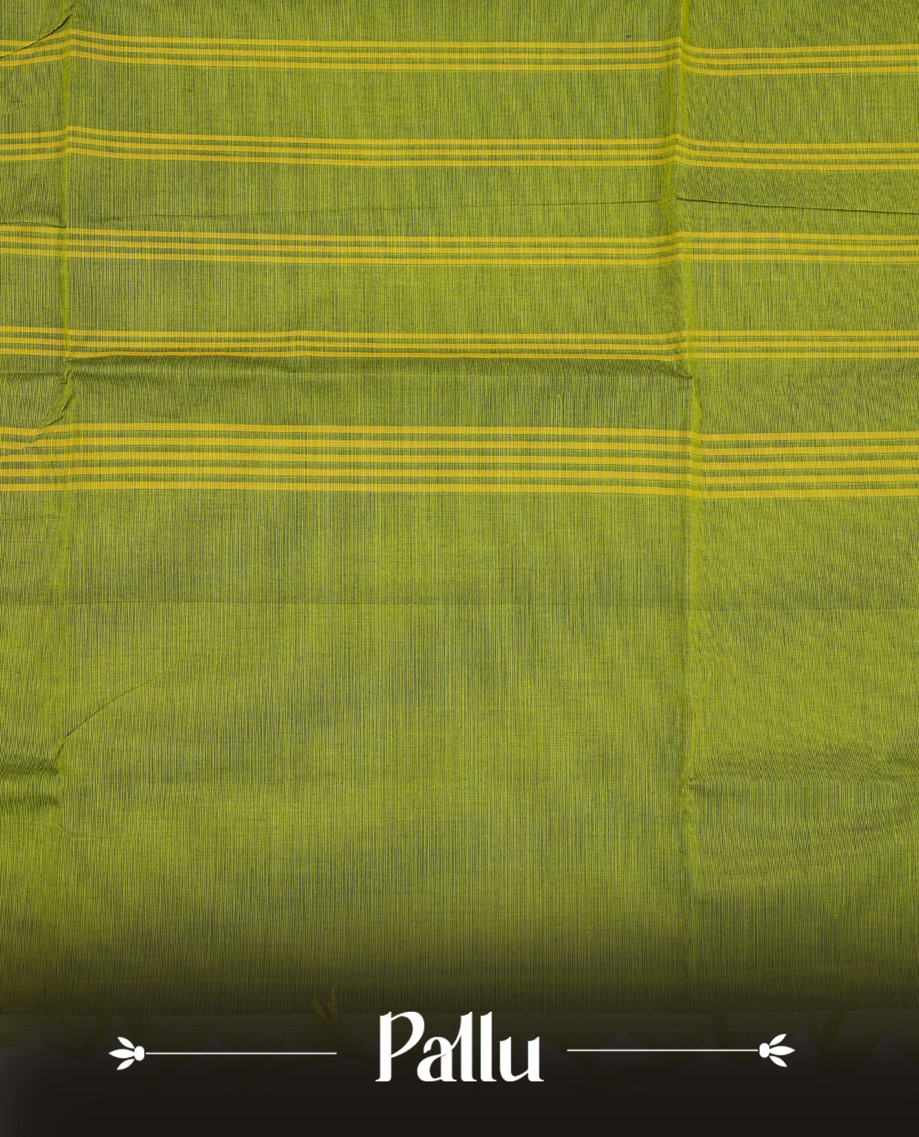 Light Green Colour Chettinad Cotton Saree Featuring a Plain Body, Complemented by a Black Colour with Gold Zari Border and a Striped Pallu, Paired with a Matching Blouse Piece.