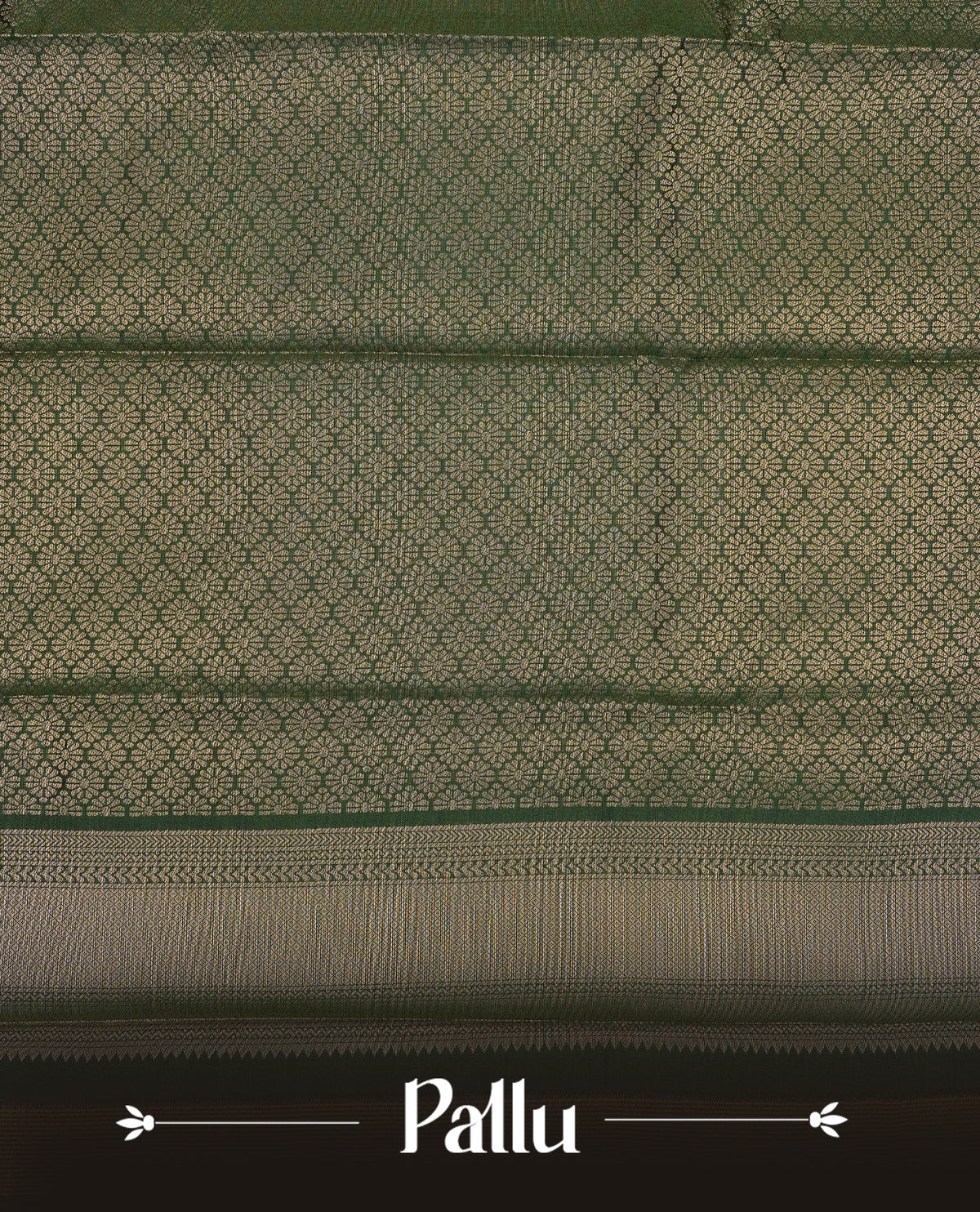 Mustard yellow colour semi silk saree featuring zari check patterns on body, contrast bottle green colour with traditional border on body, grand pallu comes with matching blouse piece