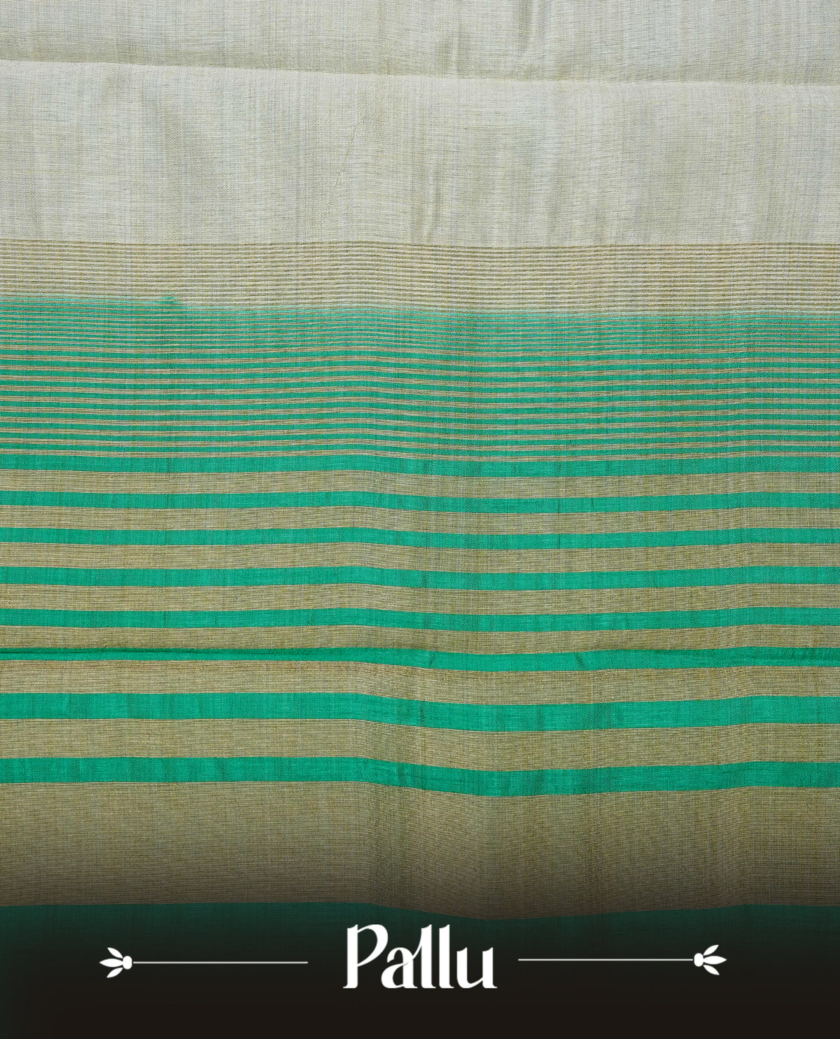 Light gold tussar saree featuring Elegant plain body, complemented by contrast Green colour with Gold zari Floral kodi with Peacock Pattern border, comes with matching blouse piece.