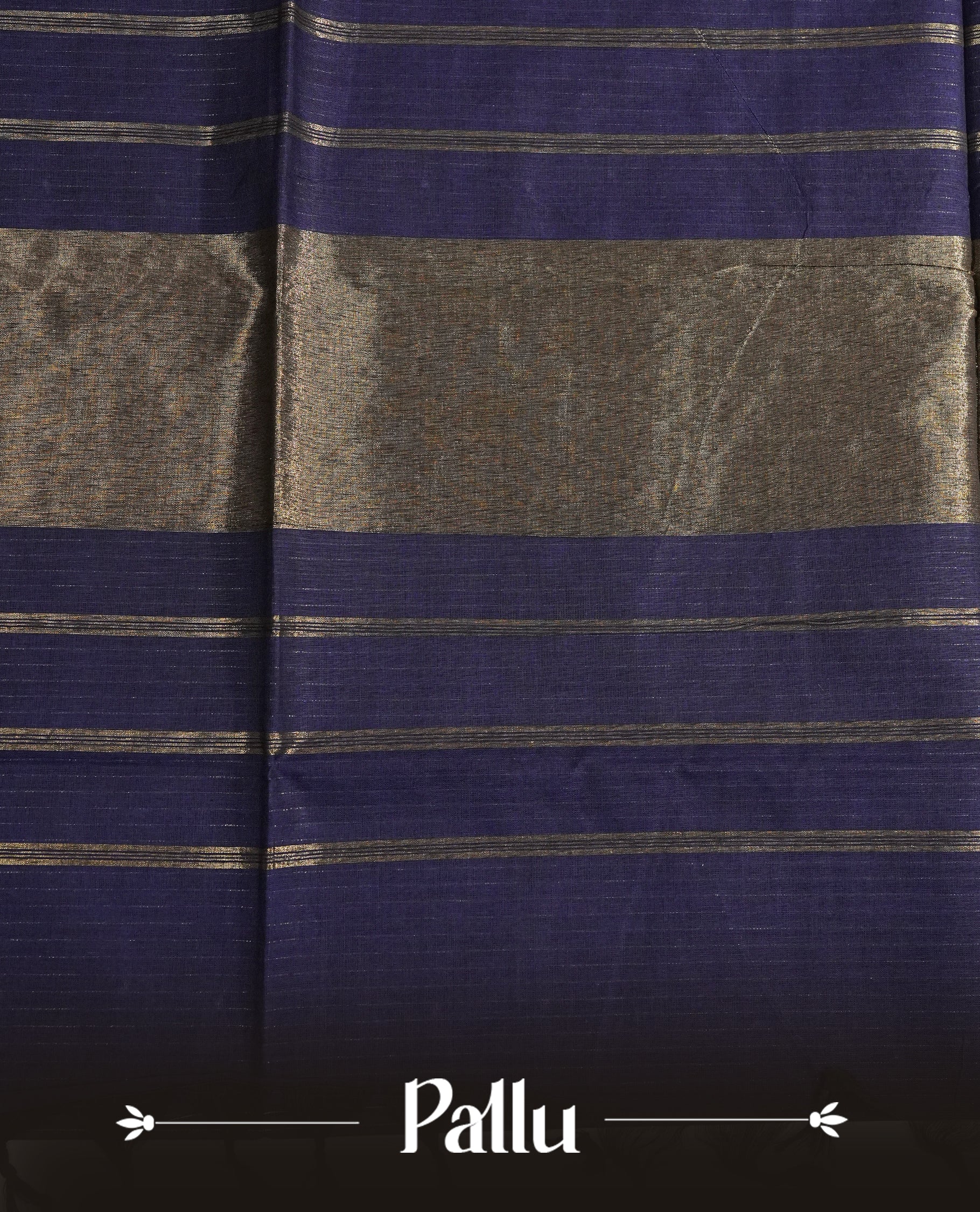 Navy blue colour chettinad cotton saree Featuring Gold zari Strips on body, complemented by contrast Magenta colour with zari border, comes with matching blouse piece.