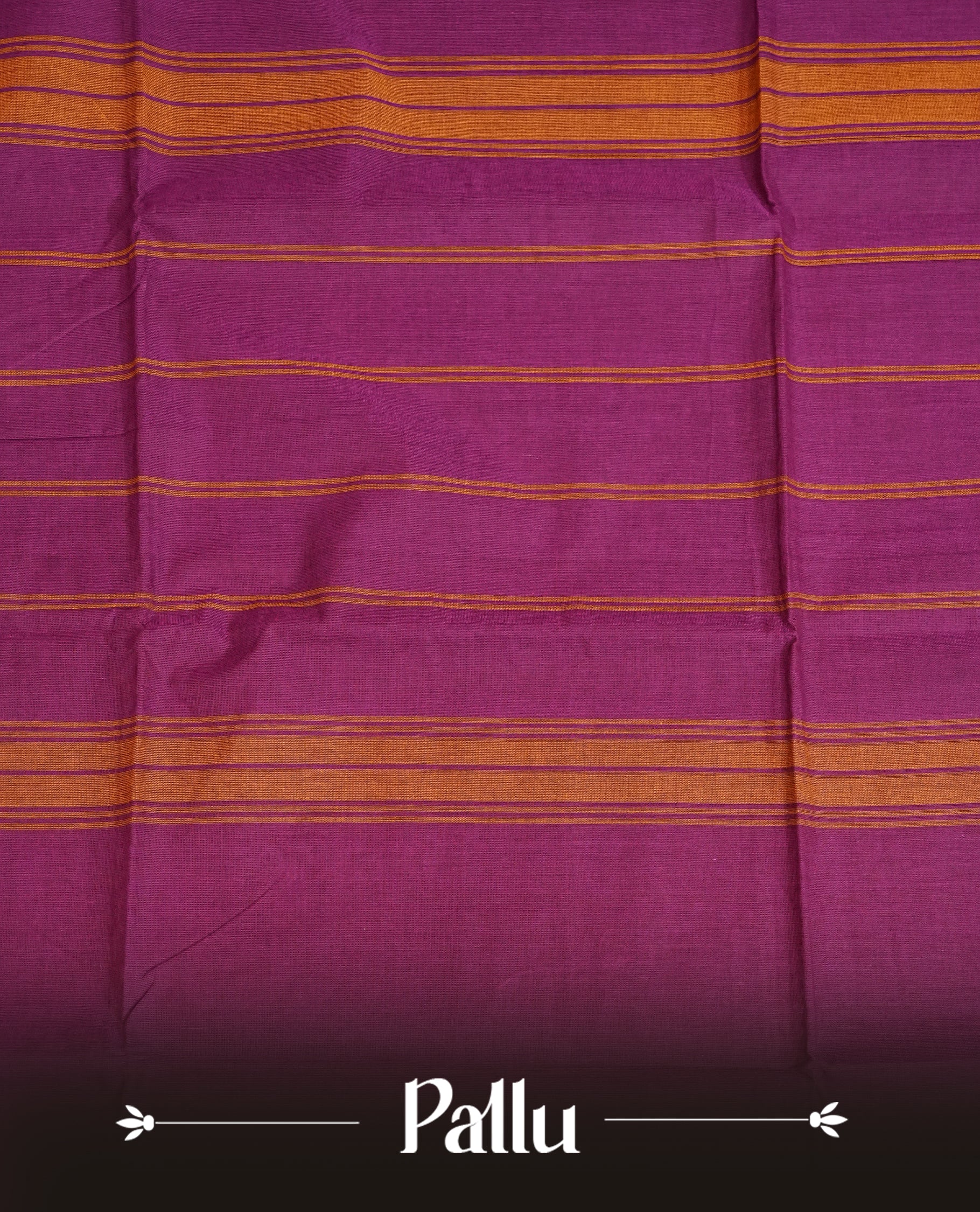 Purple colour chettinad cotton saree featuring Elegant plain body, complemented by contrast Magenta colour with gold zari strip & peacock border, comes with matching blouse piece.