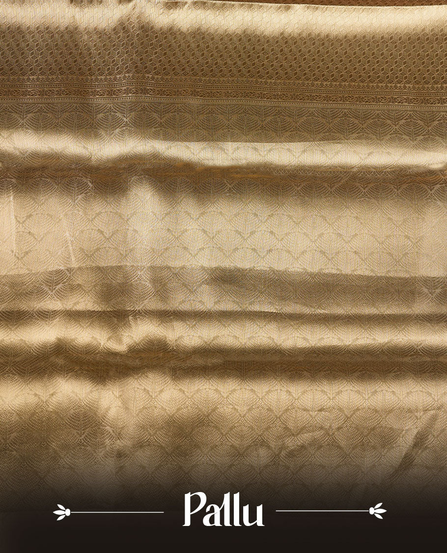 Gold colour Pure banaras tissue silk saree featuring gold zari brocade design across body, with contrast pink colour with silver zari brocade border, finished with a matching blouse. (Copy)