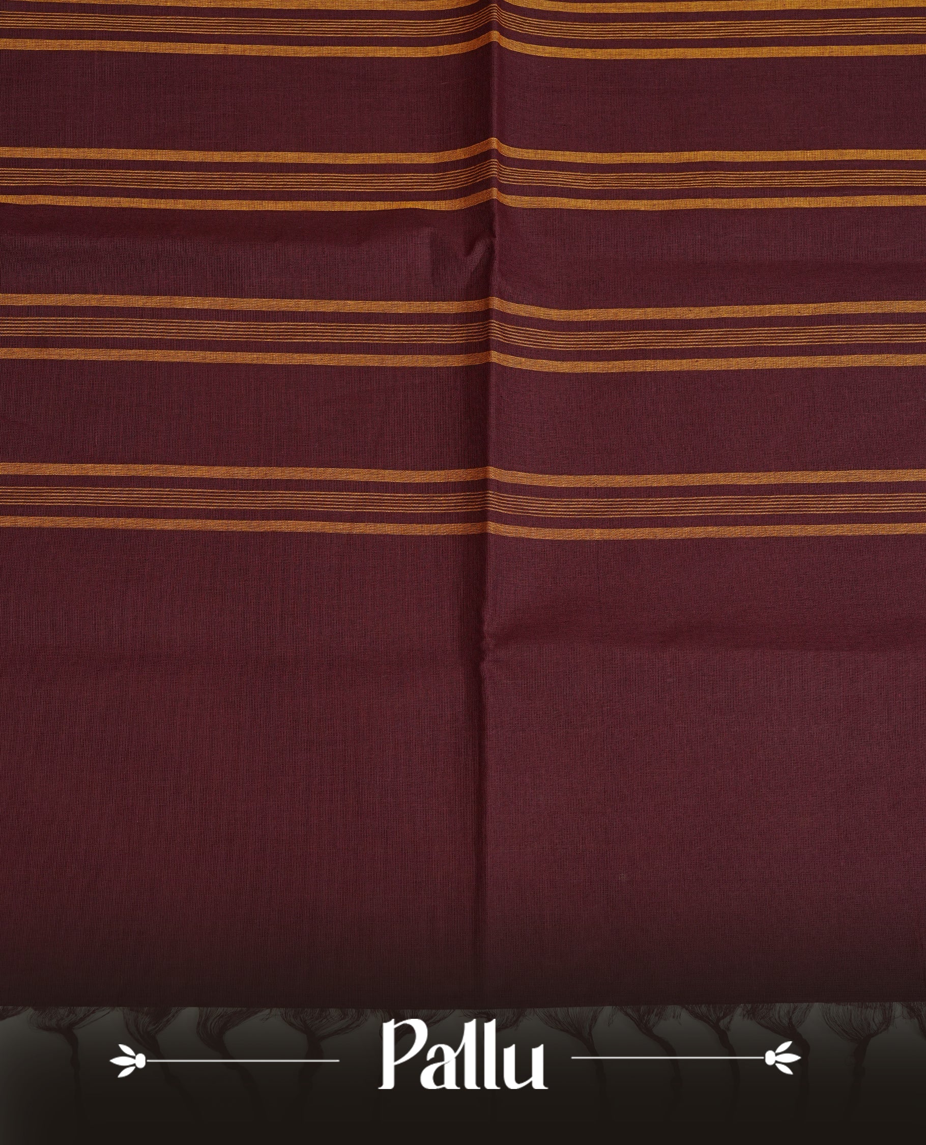 Chocolate colour chettinad cotton saree featuring Elegant plain body, gold zari on self colour border, comes with matching blouse piece.