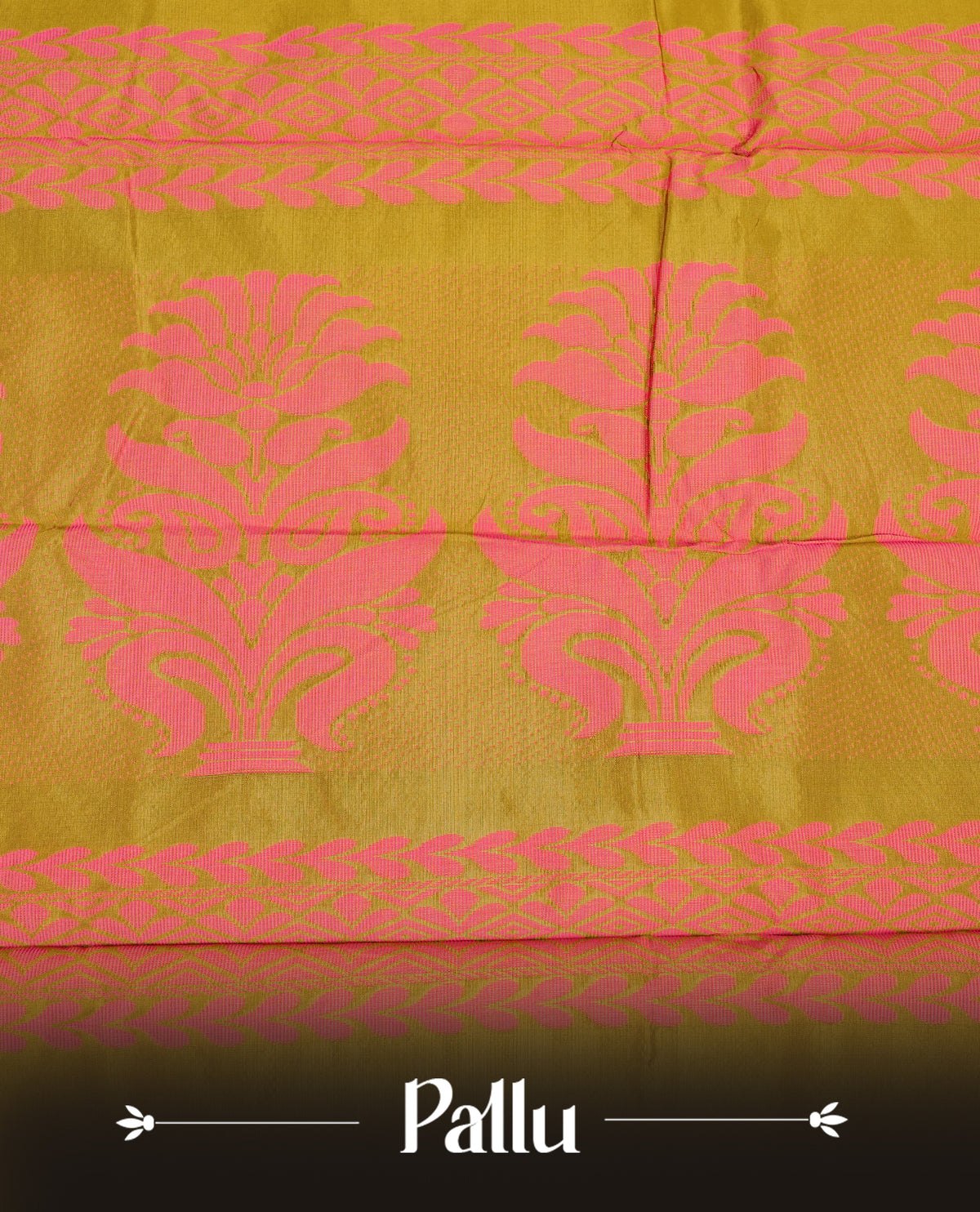 Olive green colour silk cotton saree featuring greenish pink colour thread motifs on body thread detiled contrast borders & pallu,comes with matching blouse piece