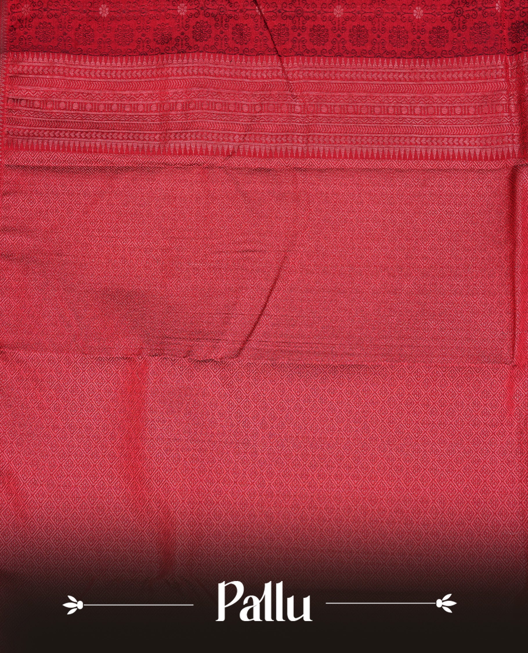 Crimson Red Colour Semi Soft Slik Saree Featuring An Elegant Self Floral Woven Body, Enhanced By A Traditional Rose Gold Zari Border And Rich Pallu, Paired With A Matching Blouse Piece.