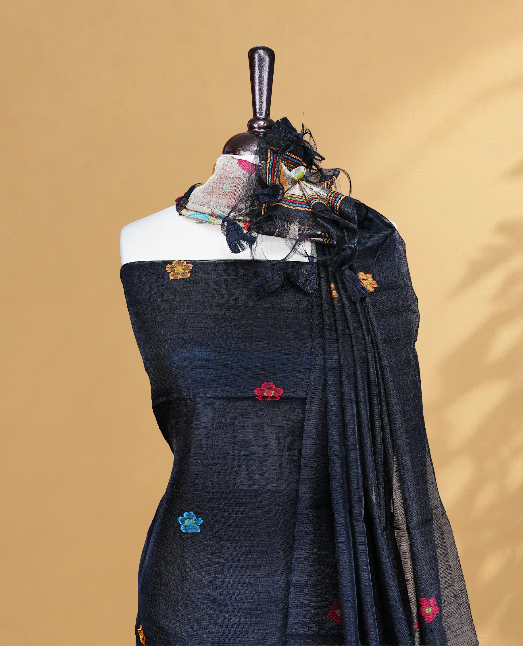 Black Colour Salwar material Featuring floral buttas & zari work on body, paired with Matching Bottom and same Patterned Dupatta.