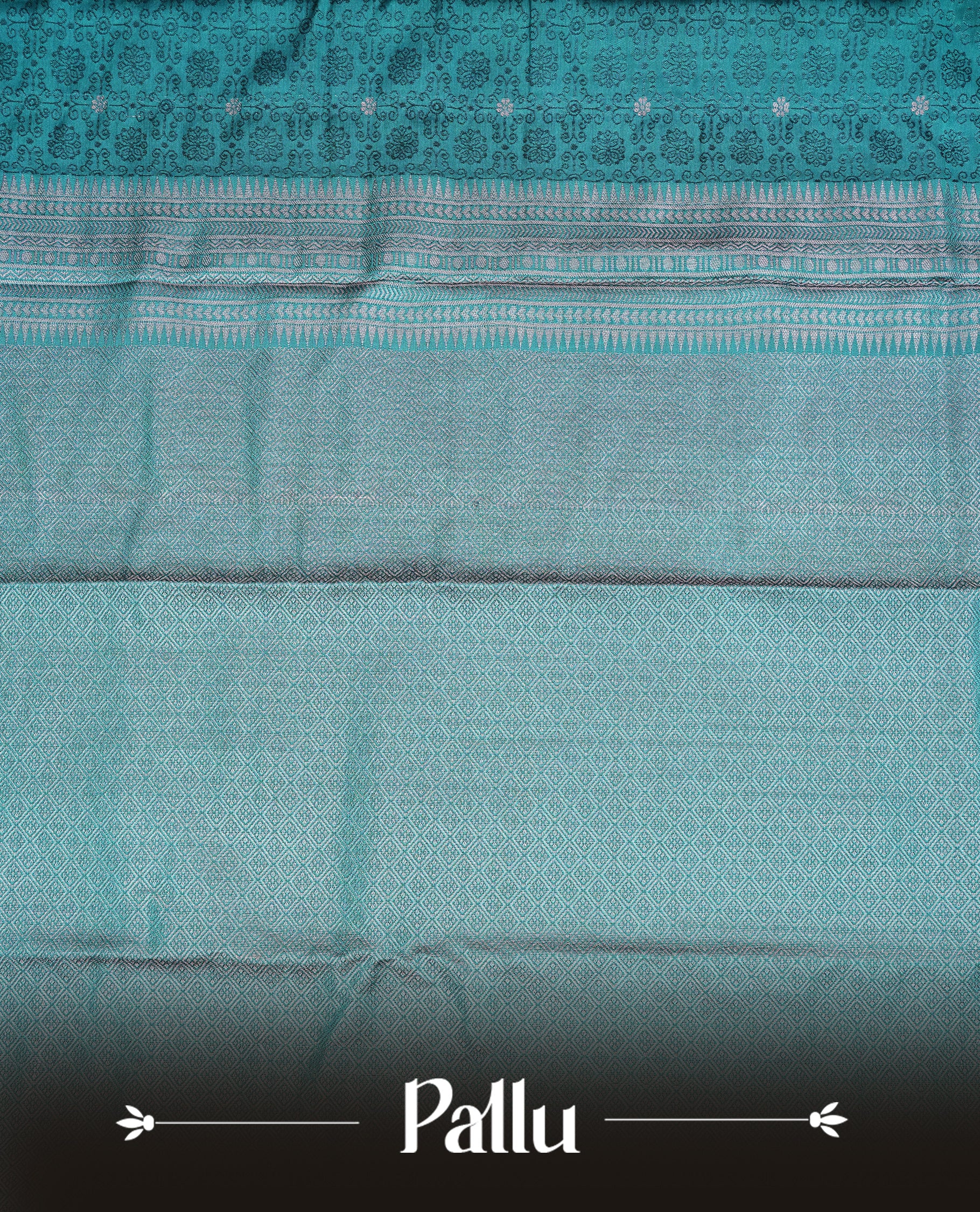 Teal Green Colour Semi Soft Slik Saree Featuring An Elegant Self Floral Woven Body, Enhanced By A Traditional Rose Gold Zari Border And Rich Pallu, Paired With A Matching Blouse Piece.