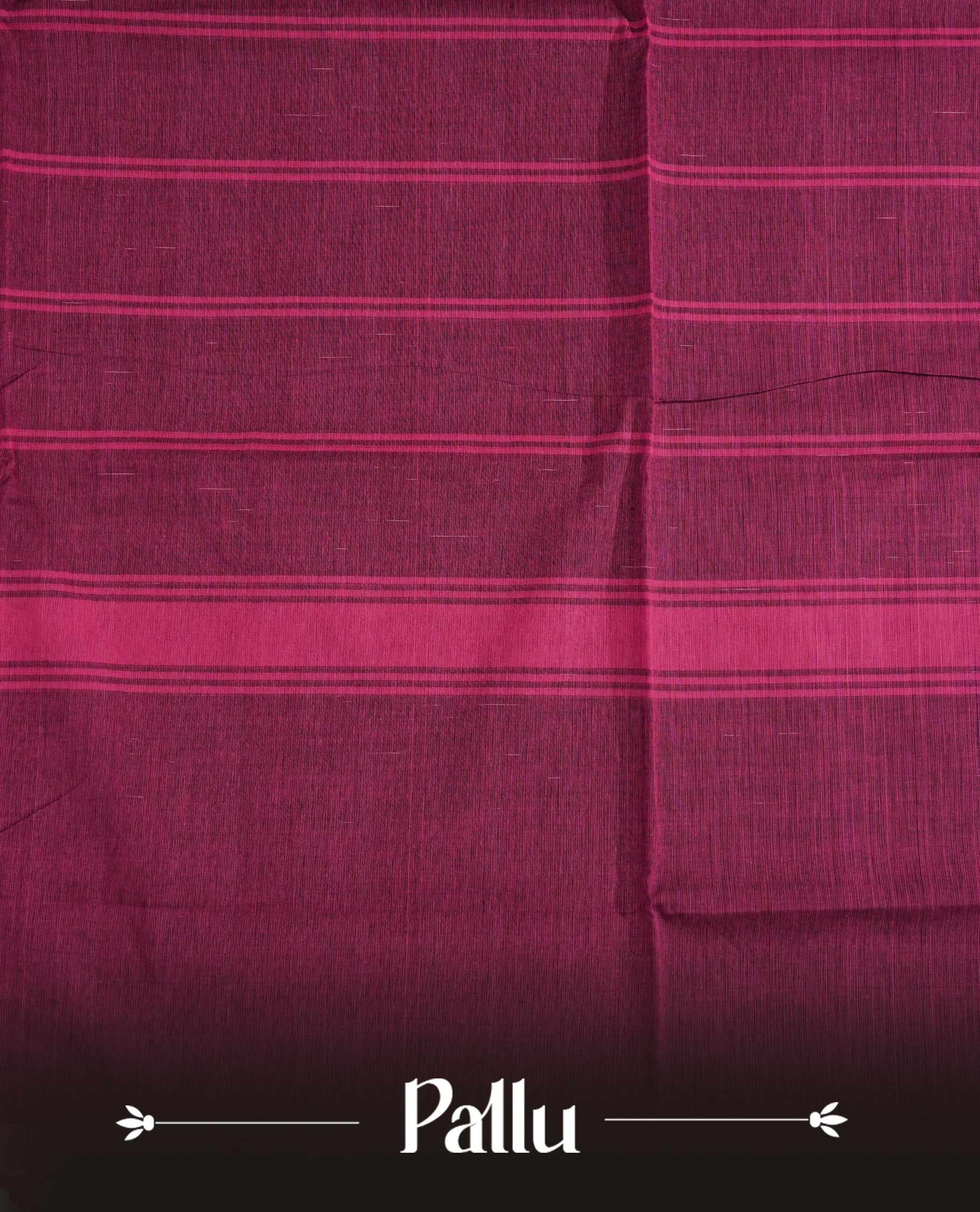 Magenta Colour Chettinad Cotton Saree Featuring a Plain Body, Complemented by a Contrast Black Colour Border with Elephant & Peacock Gold Zari Border & Contrast Striped Pallu, Paired with a Matching Blouse Piece.