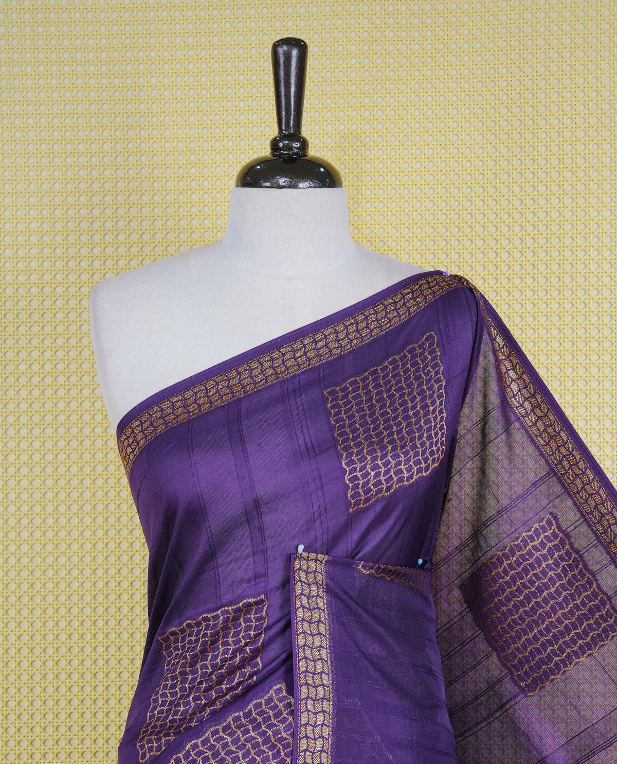 Rich purple colour semi banaras tussar georgette saree