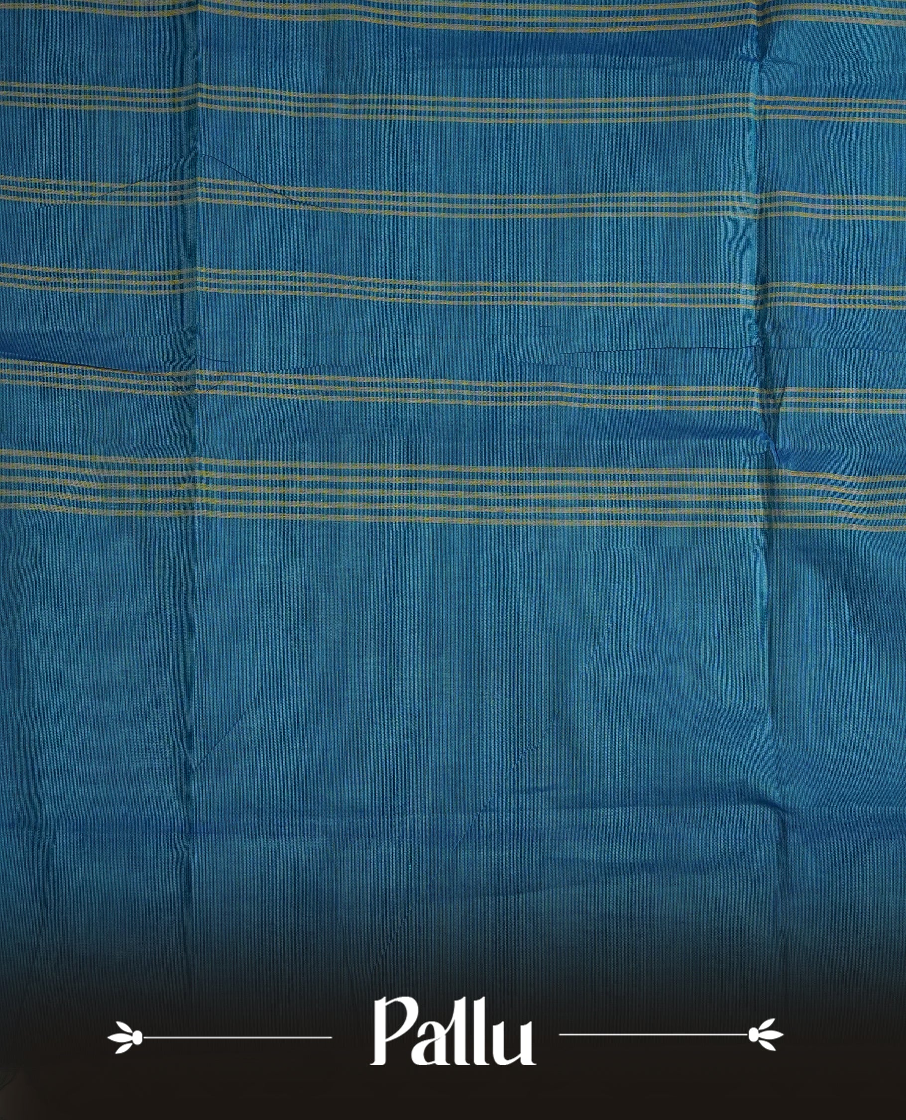 Blue Colour Chettinad Cotton Saree Featuring a Plain Body, Complemented by a Dark blue Colour Border with Gold Zari and Pallu, Paired with a Matching Blouse Piece.
