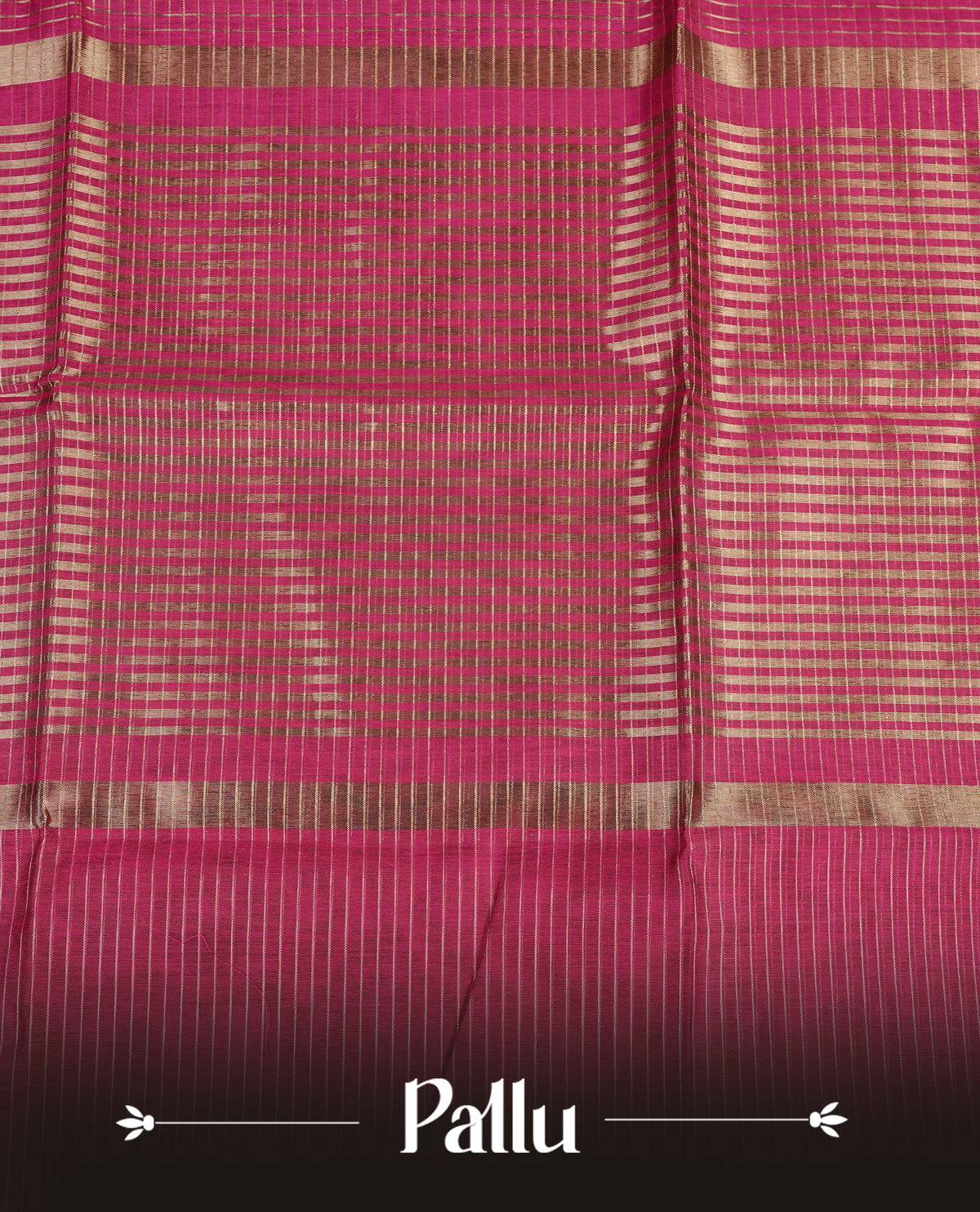 Light magenta colour Maheshwari cotton saree, gold zari small checks on body, complement self colour gold zari temple design border comes with matching blouse.