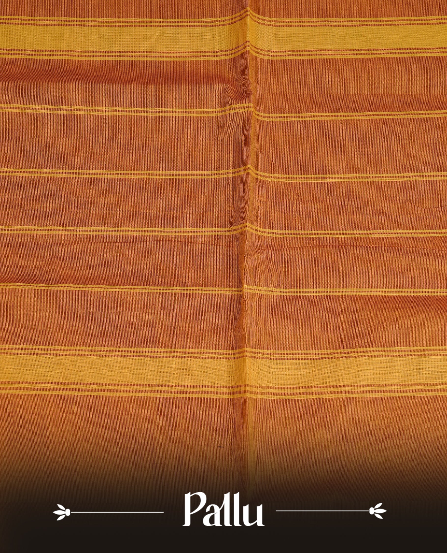 Mustard Orange colour chettinad cotton saree featuring elegant plain body, Contrast Chocolate colour with Gold zari border, comes with matching blouse piece.
