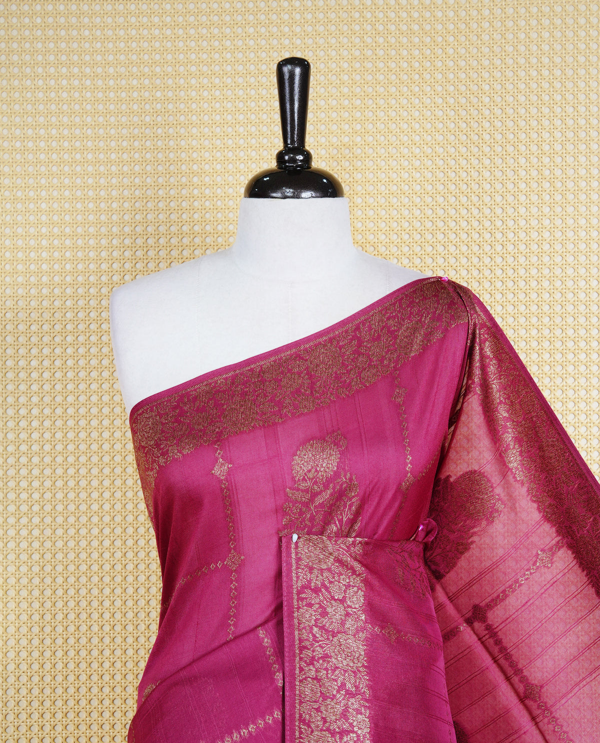 Dark onion colour semi banaras tussar georgette saree