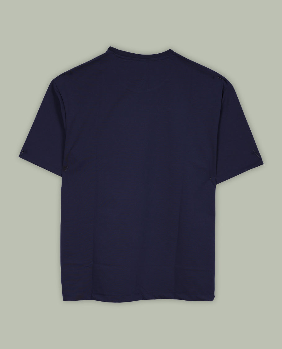 Navy blue colour T shirt featuring a bold KLY Kaaly Authentic Wear graphic on the chest, designed with a round neck and short sleeves, crafted from soft breathable fabric for a stylish and comfortable fit.
