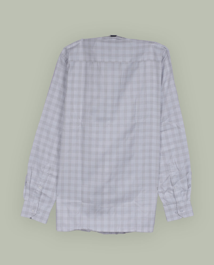 White colour shirt with a checked pattern, featuring a classic spread collar and full sleeves & Made from premium quality fabric for softness and breathability.