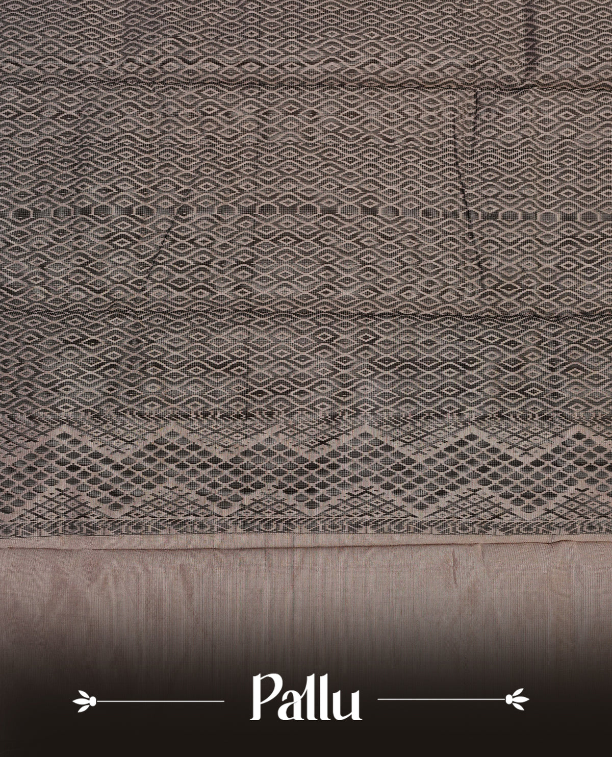 Light grey silk cotton saree featuring dark grey colour thread motifs on body thread detiled contrast borders & pallu,comes with matching blouse piece